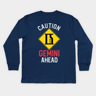 Funny Zodiac Horoscope Gemini Road Sign Traffic Signal Kids Long Sleeve T-Shirt